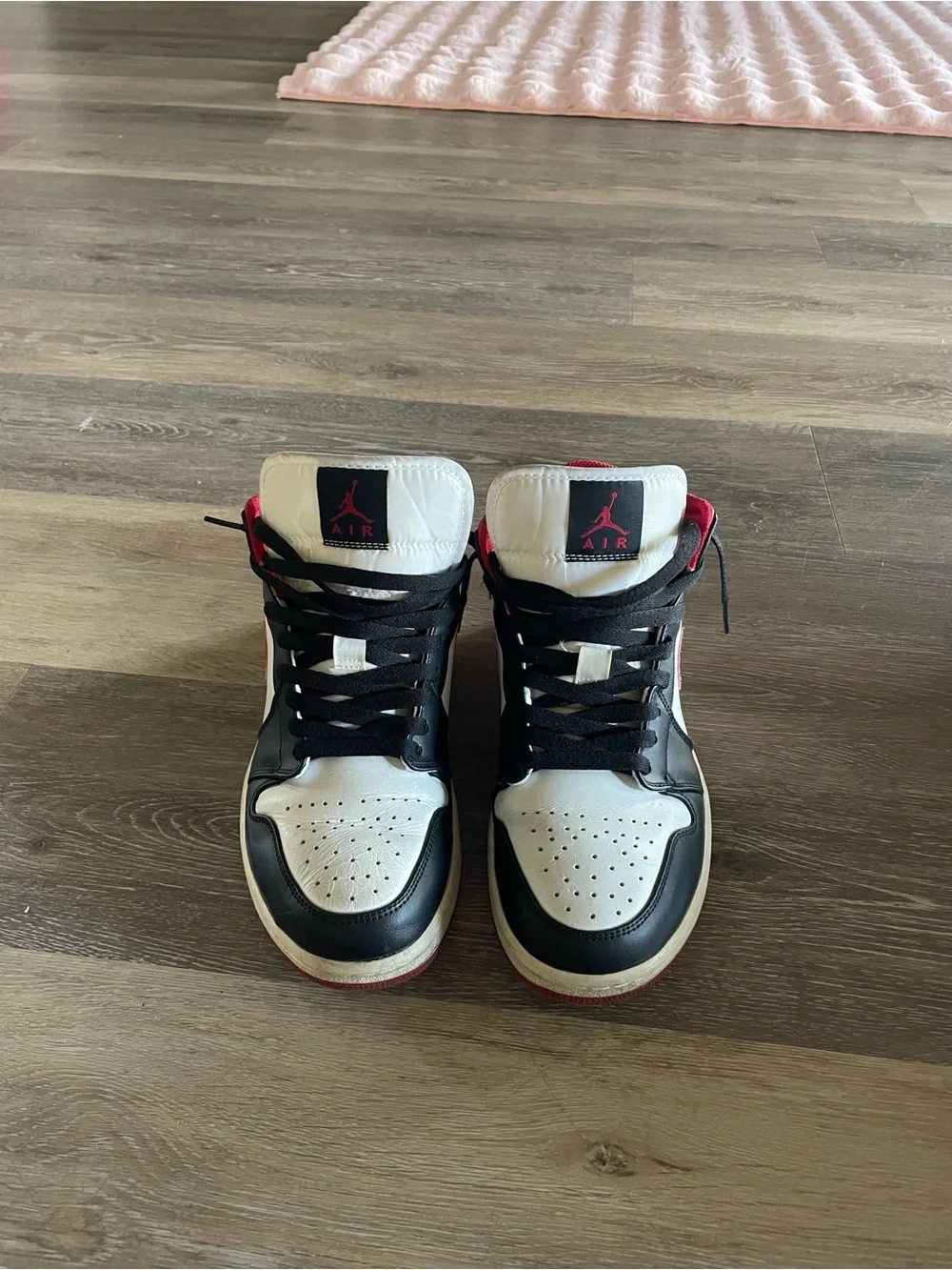Nike Air Jordan 1 Mid Black White Red Sneakers